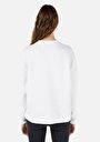 thumb-Regular Fit Yuvarlak Yaka Jakarlı Kadın Beyaz Sweatshirt