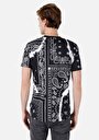 thumb-Regular Fit Yuvarlak Yaka Pamuklu Baskılı Cepsiz Erkek Siyah Kısa Kol Tişört