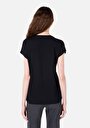 thumb-Regular Fit Yuvarlak Yaka  Kadın Siyah Kısa Kol Tişört