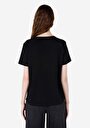thumb-Regular Fit Yuvarlak Yaka Düz Kadın Siyah Kısa Kol Tişört