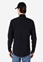 thumb-Regular Fit Shirt Neck Düz Erkek Siyah Uzun Kol Gömlek