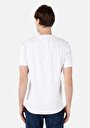 thumb-Regular Fit Yuvarlak Yaka Cepsiz Jakarlı Erkek Beyaz Kısa Kol Tişört