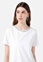 thumb-Regular Fit Yuvarlak Yaka Düz Kadın Beyaz Kısa Kol Örme Tişört