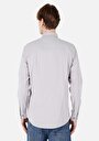 thumb-Regular Fit Shirt Neck Düz Erkek Gri Uzun Kol Gömlek