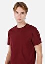 thumb-Regular Fit Yuvarlak Yaka Düz Erkek Bordo Kısa Kol Tişört