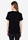 thumb-Regular Fit Yuvarlak Yaka  Kadın Siyah Kısa Kol Tişört