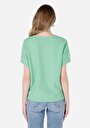 thumb-Regular Fit V Yaka  Kadın Yeşil Kısa Kol Tişört