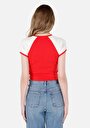 thumb-Slim Fit Yuvarlak Yaka  Kadın Kirmizi Kısa Kol Tişört
