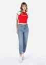thumb-Slim Fit Yuvarlak Yaka  Kadın Kirmizi Kısa Kol Tişört