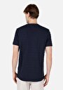thumb-Regular Fit Yuvarlak Yaka Jakarlı Erkek Lacivert Kısa Kol Tişört