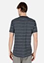 thumb-Regular Fit Yuvarlak Yaka Çizgili Erkek Lacivert Kısa Kol Tişört