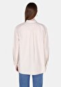 thumb-Relaxed Fit Shirt Neck Düz Kadın Bej Uzun Kol Gömlek