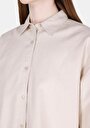 thumb-Relaxed Fit Shirt Neck Düz Kadın Bej Uzun Kol Gömlek