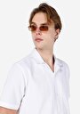 thumb-Regular Fit Shirt Neck Düz Erkek Beyaz Kısa Kol Gömlek