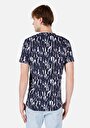 thumb-Regular Fit Yuvarlak Yaka Örme Baskılı Erkek Lacivert Kısa Kol Tişört