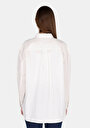 thumb-Relaxed Fit Shirt Neck Düz Kadın Beyaz Uzun Kol Gömlek