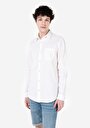 thumb-Comfort Fit Shirt Neck Düz Erkek Beyaz Uzun Kol Gömlek