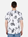 thumb-Regular Fit Yuvarlak Yaka Baskılı Erkek Beyaz Kısa Kol Tişört