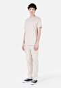 thumb-Regular Fit Yuvarlak Yaka Jakarlı Erkek Bej Kısa Kol Tişört