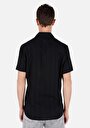 thumb-Regular Fit Shirt Neck Düz Erkek Siyah Kısa Kol Gömlek
