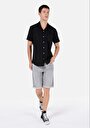 thumb-Regular Fit Shirt Neck Düz Erkek Siyah Kısa Kol Gömlek