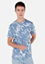 thumb-Regular Fit Yuvarlak Yaka Pamuklu Erkek Mavi Kısa Kol Tişört