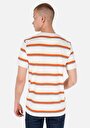 thumb-Regular Fit Yuvarlak Yaka Çizgili Erkek Beyaz Kısa Kol Tişört