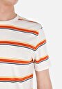 thumb-Regular Fit Yuvarlak Yaka Çizgili Erkek Beyaz Kısa Kol Tişört