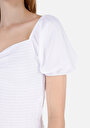 thumb-Slim Fit V Yaka Düz Kadın Beyaz Karpuz Tişört