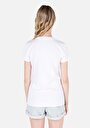 thumb-Slim Fit Yuvarlak Yaka Baskılı Kadın Beyaz Kısa Kol Tişört