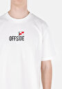 thumb-Comfort Fit Yuvarlak Yaka Düz Erkek Ofsayt Yazı Baskılı Beyaz Kısa Kol Tişört