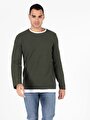 thumb-Regular Fit Yuvarlak Yaka  Erkek Yeşil Kazak