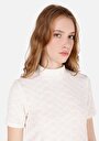 thumb-Slim Fit Turtle Neck  Kadın Beyaz Kısa Kol Tişört