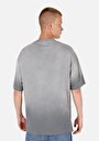thumb-Oversize Fit Yuvarlak Yaka  Erkek Gri Kısa Kol Tişört