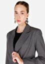 thumb-Regular Fit Düğmeli Kadın Gri Ceket