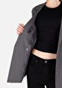 thumb-Regular Fit Düğmeli Kadın Gri Ceket
