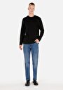 thumb-Regular Fit Yuvarlak Yaka Örme Jakarlı Erkek Siyah Uzun Kol Tişört