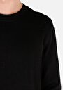 thumb-Regular Fit Yuvarlak Yaka Örme Jakarlı Erkek Siyah Uzun Kol Tişört