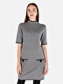thumb-Regular Fit  Kadın Gri Kısa Kol Elbise