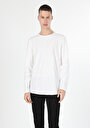 thumb-Regular Fit Yuvarlak Yaka Düz Erkek Beyaz Uzun Kol Örme Tişört