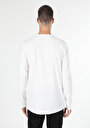 thumb-Regular Fit Yuvarlak Yaka Düz Erkek Beyaz Uzun Kol Örme Tişört