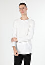 thumb-Regular Fit Yuvarlak Yaka Düz Erkek Beyaz Uzun Kol Örme Tişört