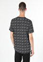 thumb-Regular Fit Yuvarlak Yaka Desen Baskılı Erkek Siyah Kısa Kol Tişört