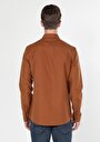 thumb-Slim Fit Shirt Neck Düz Erkek Kahverengi Uzun Kol Gömlek Cl1061110