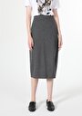 thumb-Slim Fit Kadın Örme Antrasit Etek