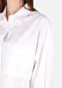 thumb-Regular Fit Dokuma Kadın Beyaz Uzun Kollu Gömlek