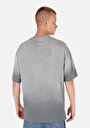 thumb-Oversize Fit Yuvarlak Yaka  Erkek Gri Kısa Kol Tişört