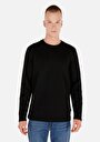 thumb-Regular Fit Yuvarlak Yaka Örme Jakarlı Erkek Siyah Uzun Kol Tişört