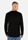 thumb-Regular Fit Yuvarlak Yaka Örme Jakarlı Erkek Siyah Uzun Kol Tişört