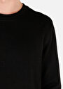 thumb-Regular Fit Yuvarlak Yaka Örme Jakarlı Erkek Siyah Uzun Kol Tişört